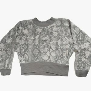 Ocean Drive Snakeskin Print Cropped Crewneck Sweater